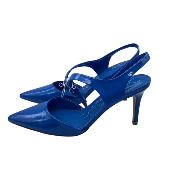 Calvin Klein Electric Blue Pointed Toe Slingback High Heel Dress Pumps NEW - Picture 1 of 6